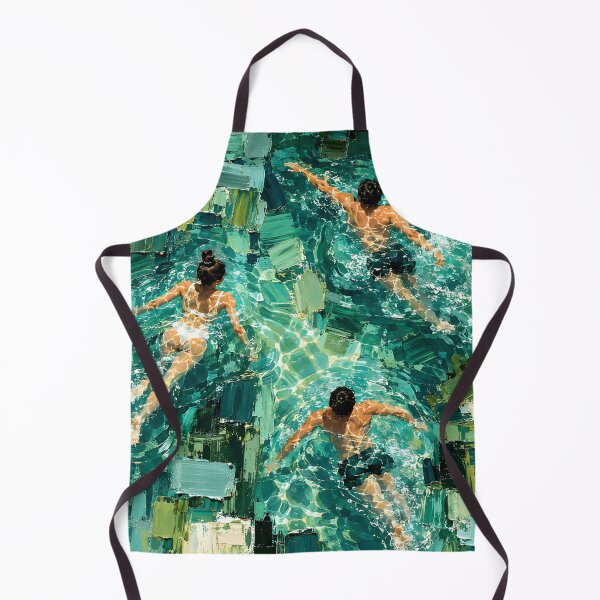 Item preview, Abstract Swimmers Turquoise Water Contemporary Swimming Art designed and sold by IRON SIREN.