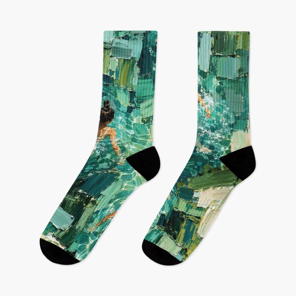 Item preview, Abstract Swimmers Turquoise Water Contemporary Swimming Art designed and sold by IRON SIREN.