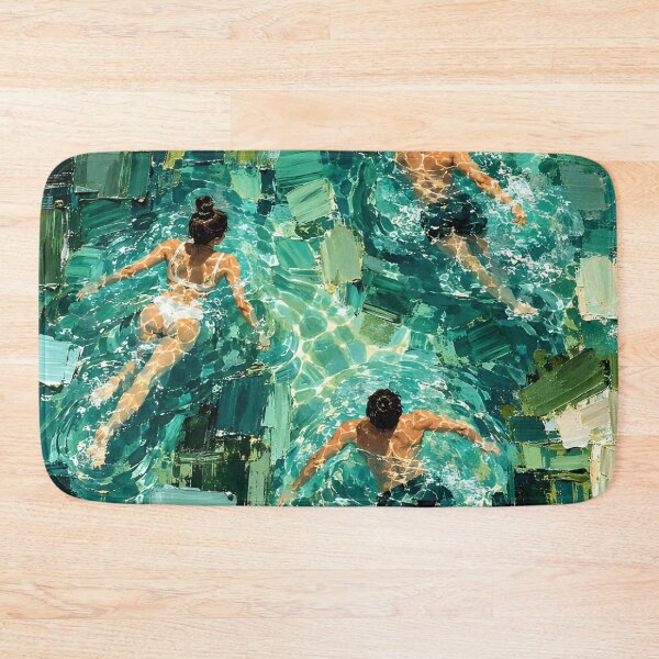 Item preview, Abstract Swimmers Turquoise Water Contemporary Swimming Art designed and sold by IRON SIREN.