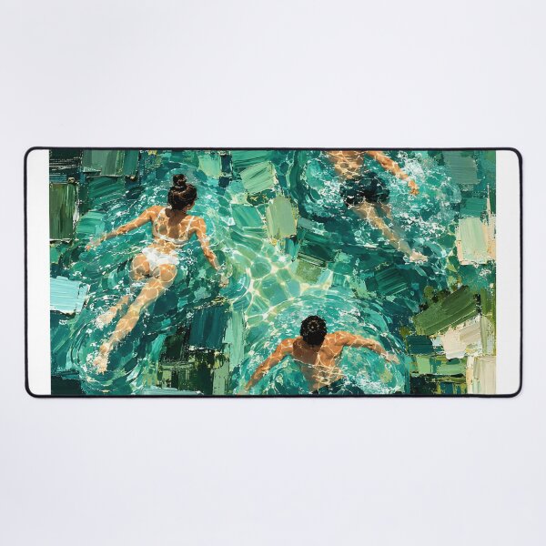 Item preview, Abstract Swimmers Turquoise Water Contemporary Swimming Art designed and sold by IRON SIREN.