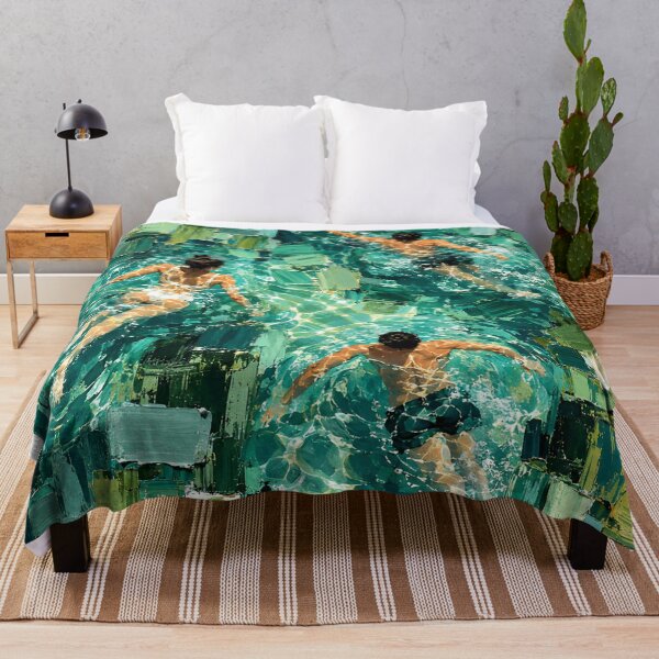 Item preview, Abstract Swimmers Turquoise Water Contemporary Swimming Art designed and sold by IRON SIREN.