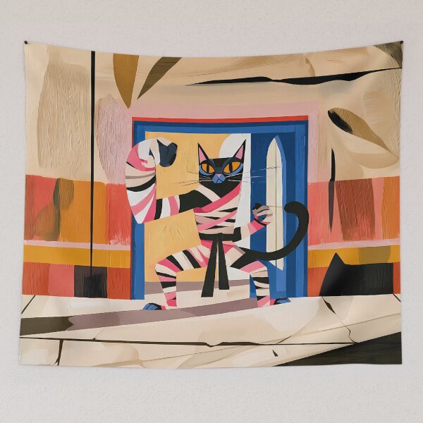 Item preview, Stylized Mummy Cat Martial Arts Illustration designed and sold by Lunat1kk.