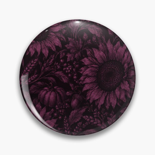 Item preview, Dark Violet Autumn Botanicals – Vintage Sunflower Pattern designed and sold by Flower Magic .