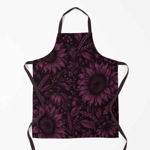 Item preview, Dark Violet Autumn Botanicals – Vintage Sunflower Pattern designed and sold by Flower Magic .