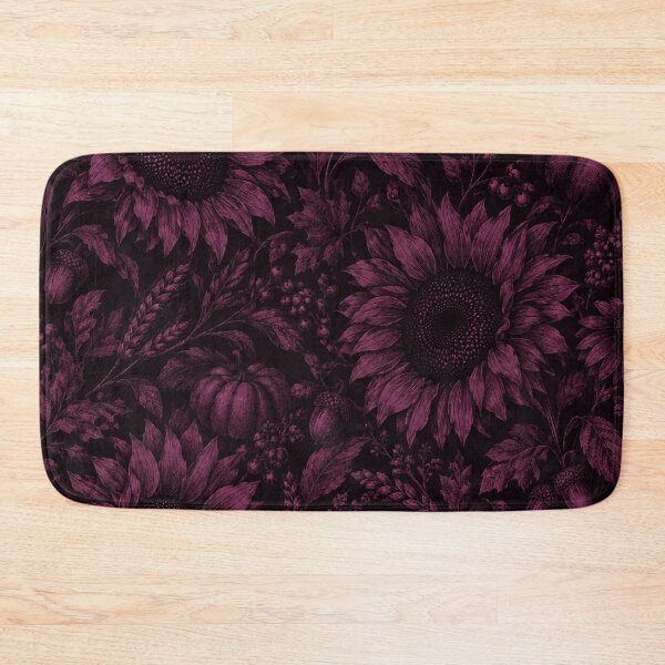 Item preview, Dark Violet Autumn Botanicals – Vintage Sunflower Pattern designed and sold by Flower Magic .