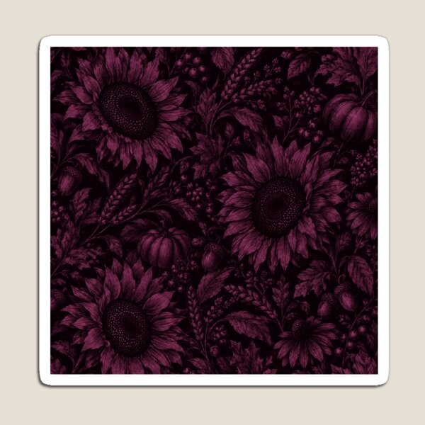 Item preview, Dark Violet Autumn Botanicals – Vintage Sunflower Pattern designed and sold by Flower Magic .