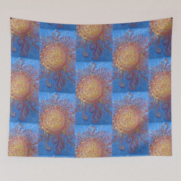 Item preview, Golden Spiral Sun – Bohemian Celestial Watercolor designed and sold by PEACELOVERSART.