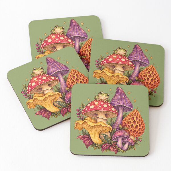 Item preview, Enchanted Mushroom Garden | Whimsical Frog Fungi designed and sold by AmiGraph.