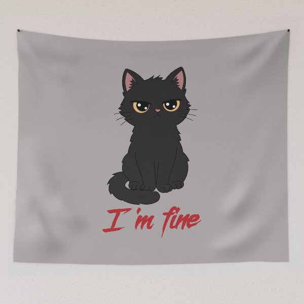 Item preview, I'm Fine Angry Black Cat Funny Horror Design designed and sold by Hallowed Artistry.