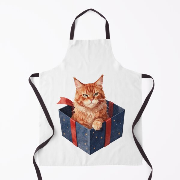 Item preview, Grumpy orange cat in a starry gift box watercolor art designed and sold by WildArtIT.