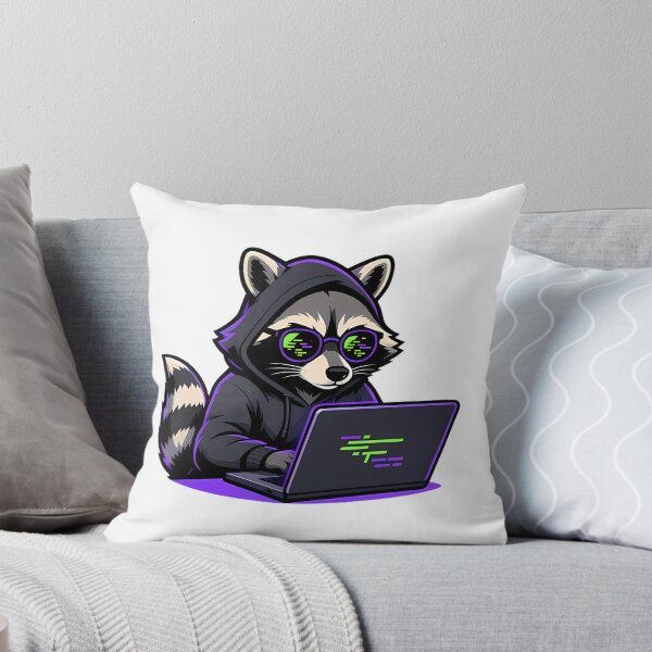 Item preview, Cyber Raccoon Hacker - Neon Matrix Tech Cat designed and sold by CodeCapyVibes.