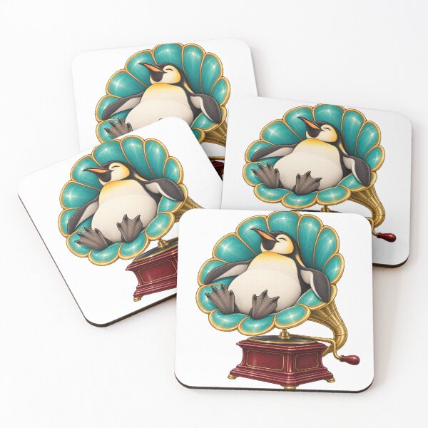 Item preview, Relaxing penguin in an old gramophone designed and sold by Lazenco.
