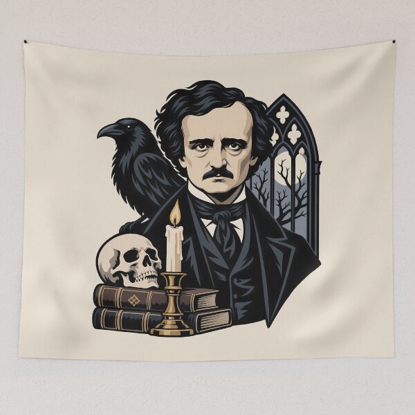 Item preview, Edgar Allan Poe Gothic Raven Portrait designed and sold by karamram.
