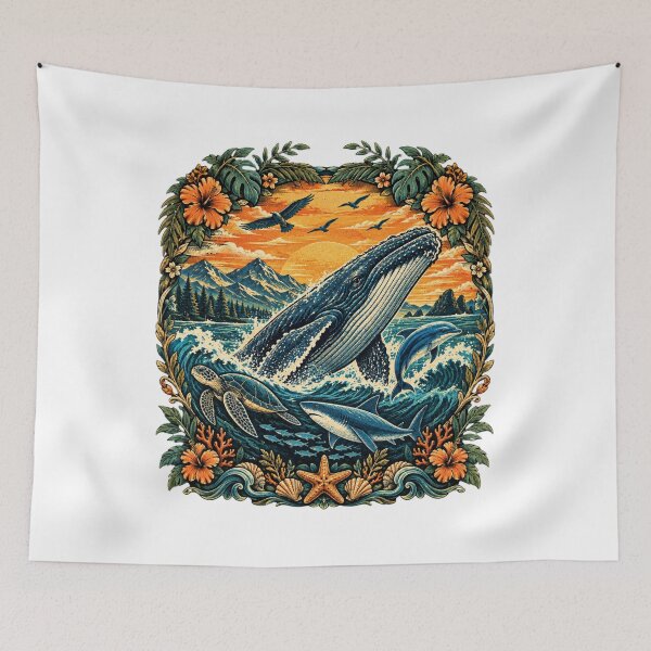 Item preview, Humpback Whale Ocean Vintage Wildlife Illustration designed and sold by DariaOltes.