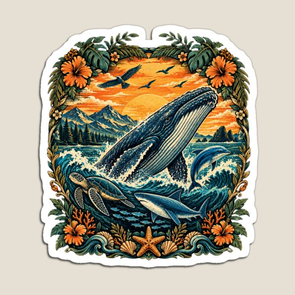 Item preview, Humpback Whale Ocean Vintage Wildlife Illustration designed and sold by DariaOltes.