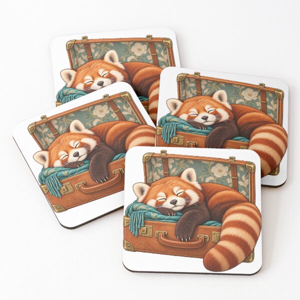 Item preview, Red panda asleep in a suitcase designed and sold by Lazenco.