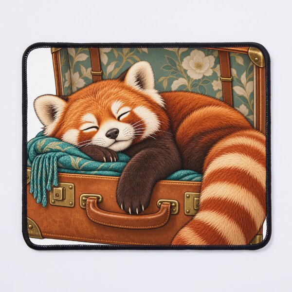 Item preview, Red panda asleep in a suitcase designed and sold by Lazenco.
