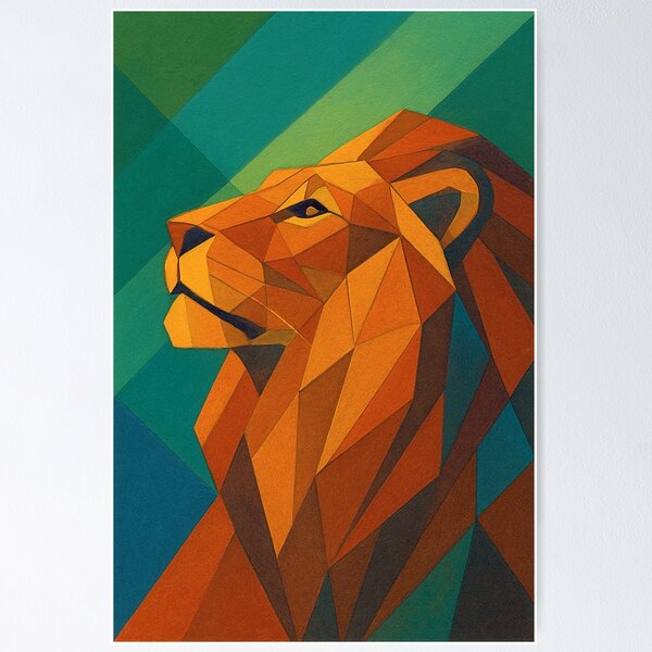 Item preview, Lion, King of the Jungle - a Geometric illustration. designed and sold by GalleryKauffeld.
