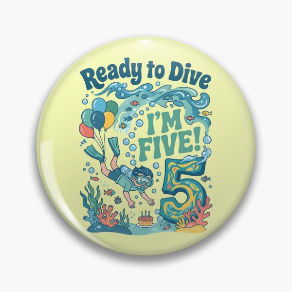 Item preview, Ready to Dive, I’m Five! 5th Birthday – Cute Child Diving Ocean Design designed and sold by Sea Gem.