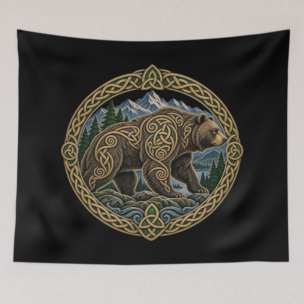 Item preview, Celtic bear, mountains and interlacing patterns designed and sold by lAnJefurtifeu.