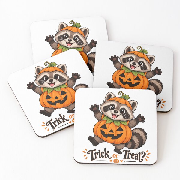 Item preview, Trick or Treat – Cute Halloween Raccoon with Pumpkin designed and sold by LittleGinnyArt.