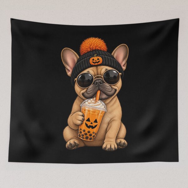 Item preview, French Bulldog Halloween Iced Coffee Sunglasses Beanie Dog designed and sold by Whirx.