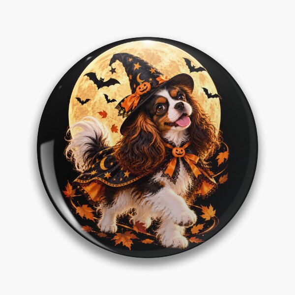 Item preview, Tricolor Cavalier King Charles Spaniel Halloween Witch designed and sold by ManJiangHong.