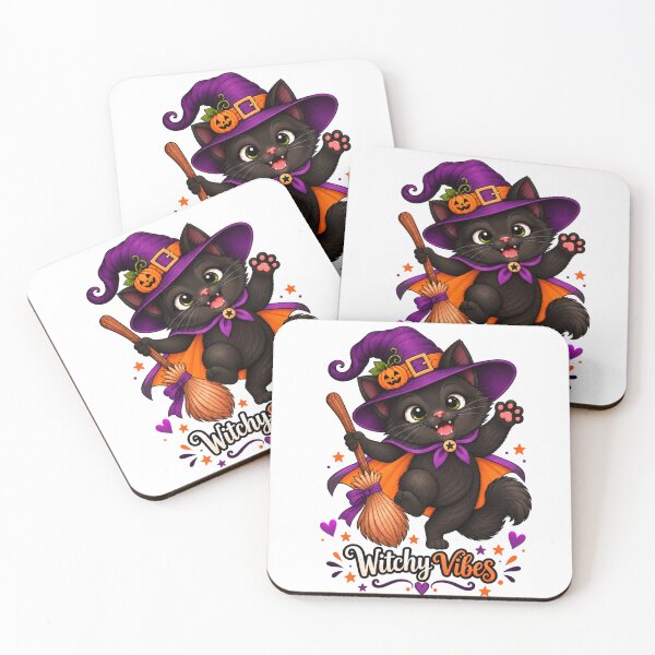 Item preview, Witchy Vibes – Cute Black Cat Halloween Witch designed and sold by LittleGinnyArt.