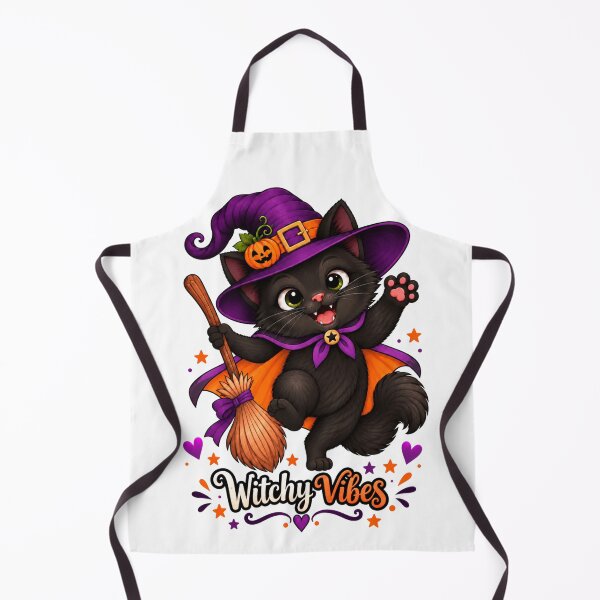 Item preview, Witchy Vibes – Cute Black Cat Halloween Witch designed and sold by LittleGinnyArt.