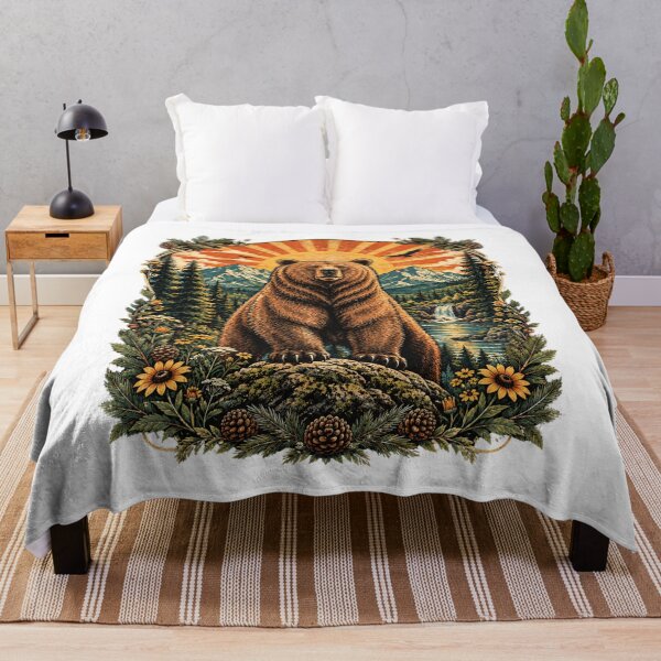 Item preview, Brown Bear Mountain Lake Vintage Wildlife designed and sold by DariaOltes.