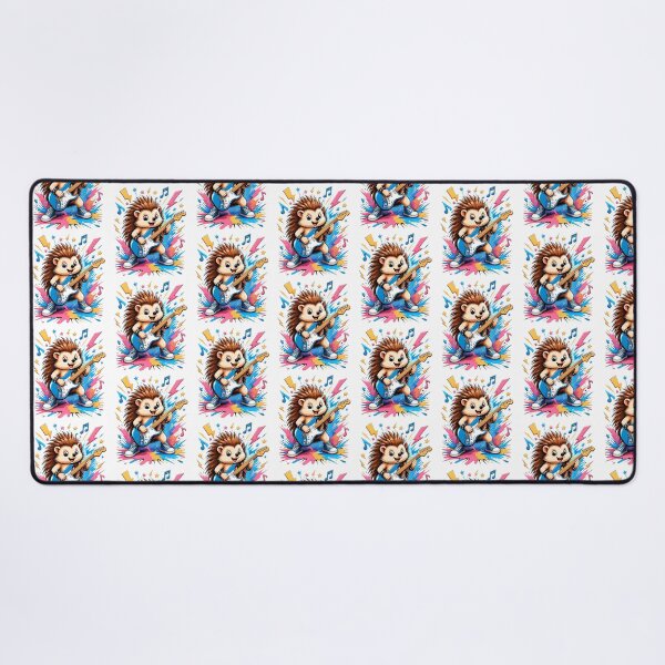 Item preview, Kawaii Hedgehog Rock Star Playing Blue Electric Guitar designed and sold by Catchy-Couture.