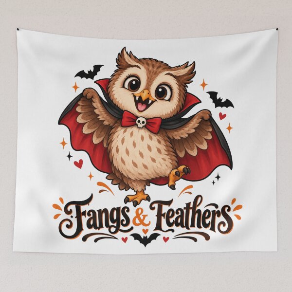 Artikelvorschau, Bats & Feathers – Cute Vampire Owl Halloween Design entworfen und verkauft von LittleGinnyArt.