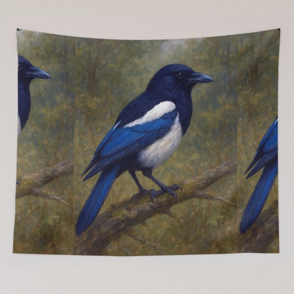 Item preview, Magpie Painting – Elegant Black and White Bird Art designed and sold by GalleryKauffeld.