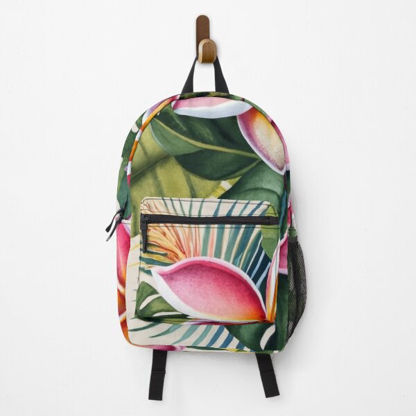 Artikelvorschau, Zwei rosafarbene Frangipani in geschichtetem Laub entworfen und verkauft von BeachWhisper.