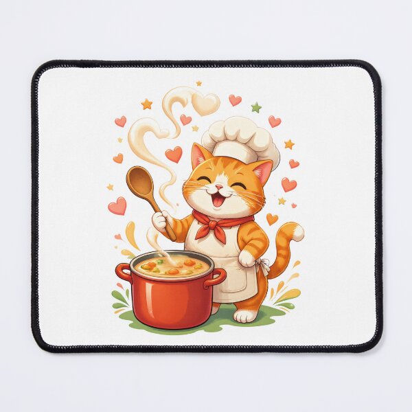 Item preview, Cute Orange Tabby Cat Chef Cooking Love and Heart Soup designed and sold by Catchy-Couture.