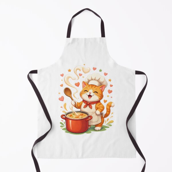 Item preview, Cute Orange Tabby Cat Chef Cooking Love and Heart Soup designed and sold by Catchy-Couture.