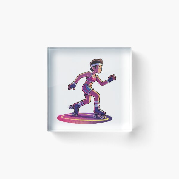 Item preview, Retro Roller Skater 3D Comic Neon Quad Skate designed and sold by DIUMERI.