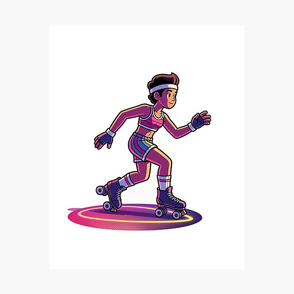 Item preview, Retro Roller Skater 3D Comic Neon Quad Skate designed and sold by DIUMERI.