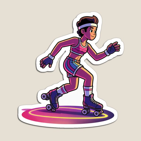 Item preview, Retro Roller Skater 3D Comic Neon Quad Skate designed and sold by DIUMERI.