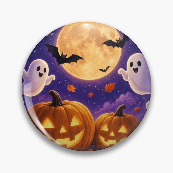 Item preview, Happy Halloween Postcard – Spooky Cute Pumpkin Ghosts & Moon designed and sold by zmsl.