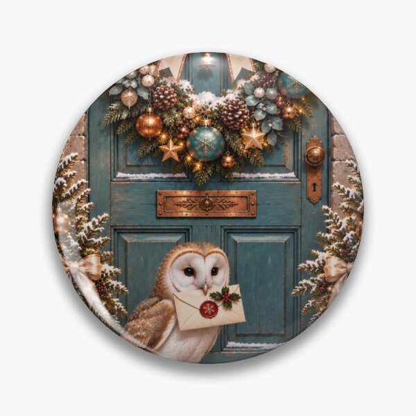 Item preview, Christmas Post Barn Owl – Patina Blue Winter Door designed and sold by BigfeetLittlepaws.