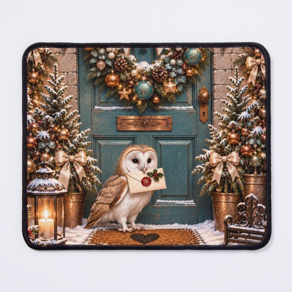 Item preview, Christmas Post Barn Owl – Patina Blue Winter Door designed and sold by BigfeetLittlepaws.