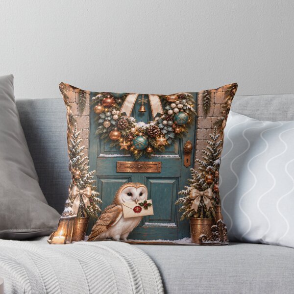 Item preview, Christmas Post Barn Owl – Patina Blue Winter Door designed and sold by BigfeetLittlepaws.