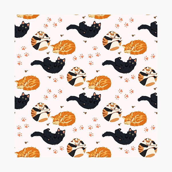 Item preview, Sleeping cats and paw prints motif designed and sold by LoaneR.