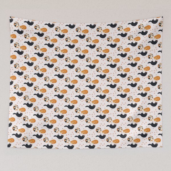 Item preview, Sleeping cats and paw prints motif designed and sold by LoaneR.