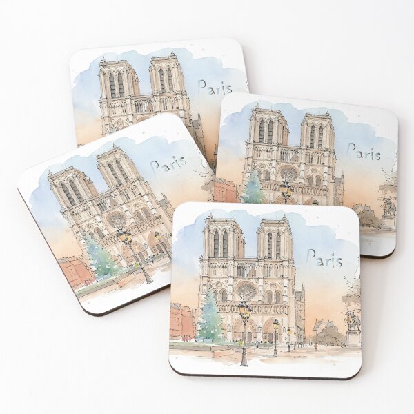 Item preview, Notre Dame Cathedral Paris France Watercolor Art designed and sold by NareArt.