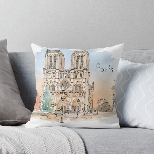 Item preview, Notre Dame Cathedral Paris France Watercolor Art designed and sold by NareArt.