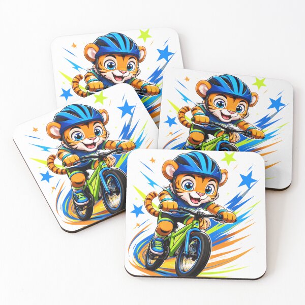 Item preview, Dynamic Cartoon Tiger Biker Riding Mountain Bike With Stars designed and sold by Catchy-Couture.