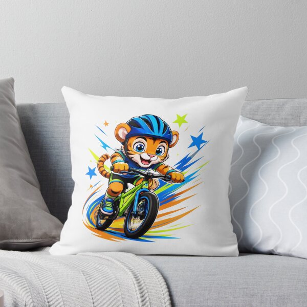 Item preview, Dynamic Cartoon Tiger Biker Riding Mountain Bike With Stars designed and sold by Catchy-Couture.