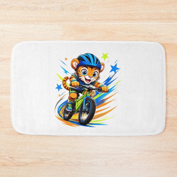 Item preview, Dynamic Cartoon Tiger Biker Riding Mountain Bike With Stars designed and sold by Catchy-Couture.